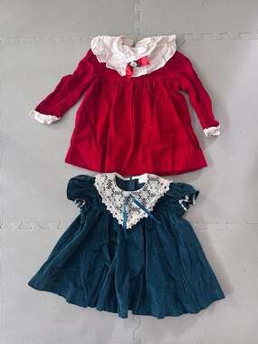 Lot of 2Vintage Girls Holiday Dresses Including Coming Thing Red Velvet Size 3T